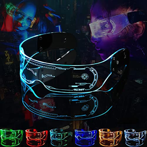 Cyberpunk LED-Leuchtbrille, 7 Farben, wiederaufladbar, futuristischer Stil, Party-Brille, cooles Neon, lustiger Glanz, Brille für Cosplay, Halloween, Bar, Club, Party, Dekoration, Geschenke