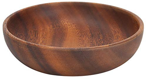Joyzan Wooden Salad Bowl, Round Wood Snack Bowl Handcrafted Fruit Serving Bowl Dish Food Soup Service Plate Multi Functional Kitchen Utensils for Rice Home Coffee Shop House Restaurant Hotel