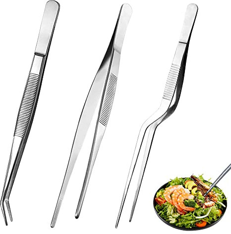 Pinzette da Cucina, 3 Pezzi Pinzette da Cucina, per Decorare Cibi, Cucinare, Cuocere al Forno, ecc, 16 cm