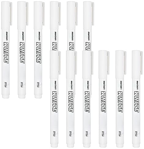 Lot de 12 marqueurs permanents blancs Étanche - Pour textile et bois/métal - Marqueur acrylique pour pierres