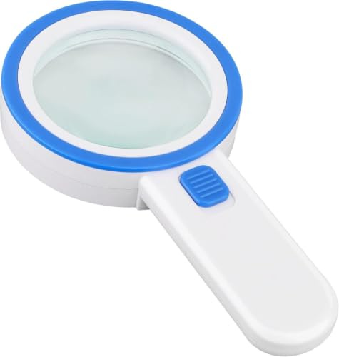 Nazano Handheld Magnifying Glass for Senior Reading, 12 LED | Ultra-clear optical magnifier perfect for macular degeneration, coin collecting, pill bottles & close detail work