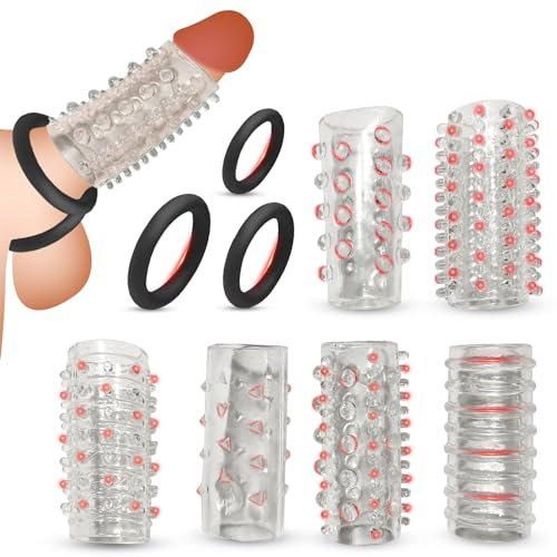 BDSMYOU 9er Penismanschetten Sex Toyset Herren,6 Penishülle + 3 Cockringe Extrem Silikon,Penis Sleeve Sex Spielzeug für die Männer Penis Vergrößern,Penisring Cockring Penis Ring Penis Hülle