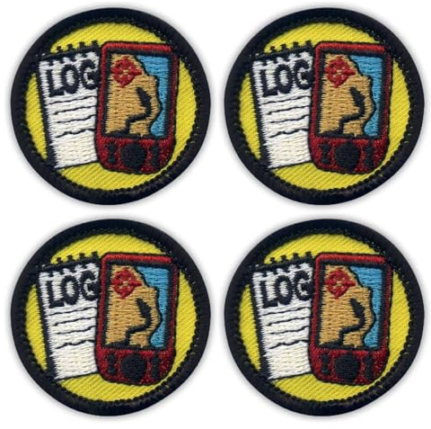 Set of Four - Patchion Geocaching Log and GPS Merit - Round 1.5 - Sew-on - Embroidered Patch/Badge/Emblem