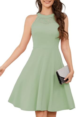 Bbonlinedress Aftonklänningar, eleganta för bröllopsgäster, festklänning för damer, halterneck, konfirmationsklänningar, brudtärneklänningar, cocktailklänning, festklänning, Ljusgrön, S