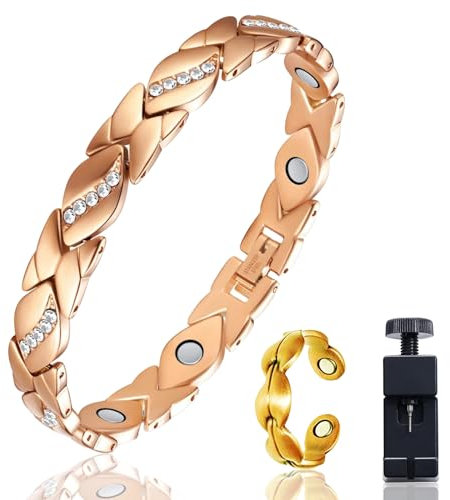 Magnetarmband für Damen, Lymphdrainage Armband, Passendes Geschenk für Freunde (Mit 1 Ring und 1 Einsteller)
