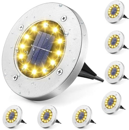 WoskjXas Solar Bodenleuchten Aussen Garten, 8 Stück 12LEDs Solar Außenleuchte, Solarlampe IP65 Wasserdicht Solarbetriebene Wegeleuchten Perfekt für Garten Hof Rasen Park Terrasse