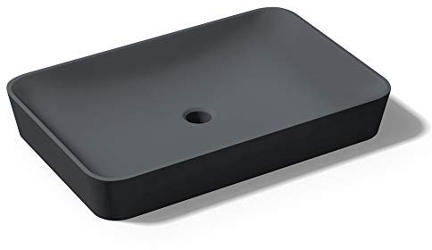 Mai & Mai Waschbecken Aufsatzwaschbecken aus Mineralguss Waschschale Waschtisch Anthrazit matt inkl. Standard DIN-Anschlüsse Col815