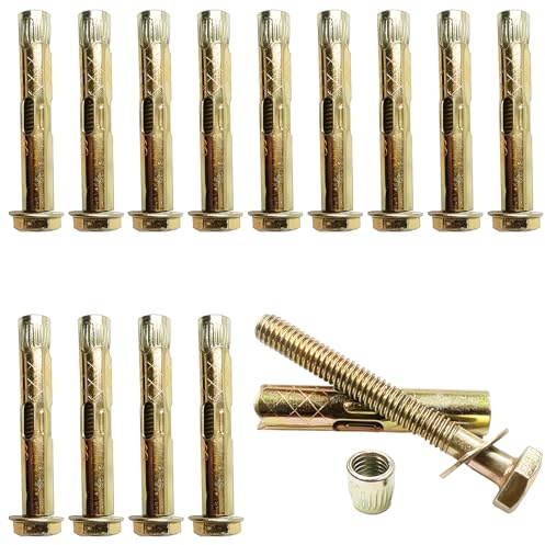 JXPXJMY 14 Pcs Vis D'expansion en Acier au Carbone Zingué, Boulons D'ancrage M6, Outils pour Boulons D'ancrage, Vis D'expansion pour la Construction de Murs Meubles (M6*50)