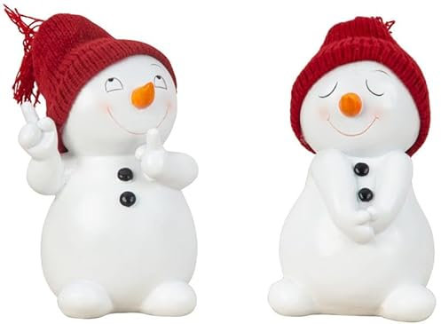 Geschenkestadl 2 Stück Schneemann Figuren fröhlich 15cm Weihnachten Deko Dekofigur Winterdeko Weihnachtsdekoration