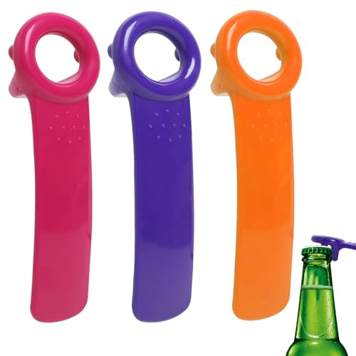 Bottle Opener, 3 PCS Bottle Cap Opener, Easy to Use Lid Opener, Easy Gadgets Suitable for Men Women The Elderly Children Families and Outdoor Use (Orange Red Blue)