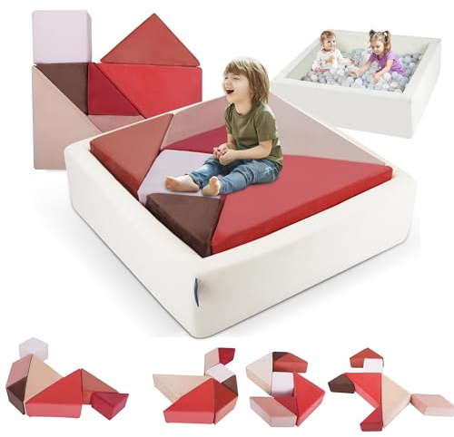 Heypappy Sofá Infantil Modular de Tangram - Mueble de Juegos para Niños, Diván Puzzle para Construir Fortalezas en Habitaciones y Salas de Juegos Niños Adolescentes