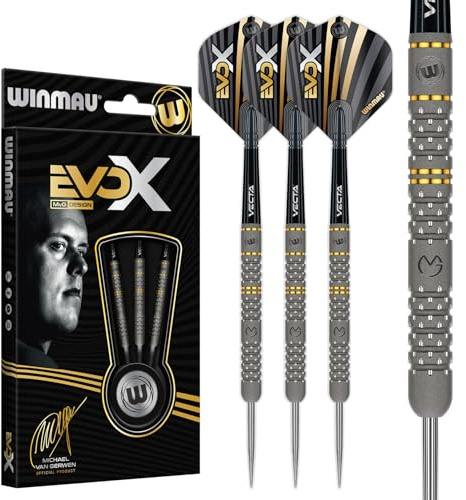 WINMAU – Michael Van Gerwen MvG - EvoX 21g - 90% Volfram Professionellt dartset med dartflyg och skaft