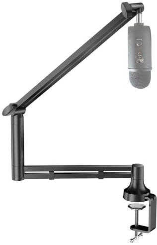 socodox Low Profile Mic Arm for Blue Yeti, Upgraded 7cm Clamp & Cable Management, Heavy Duty Desk Mic Boom Stand for Podcasting, Streaming, Gaming