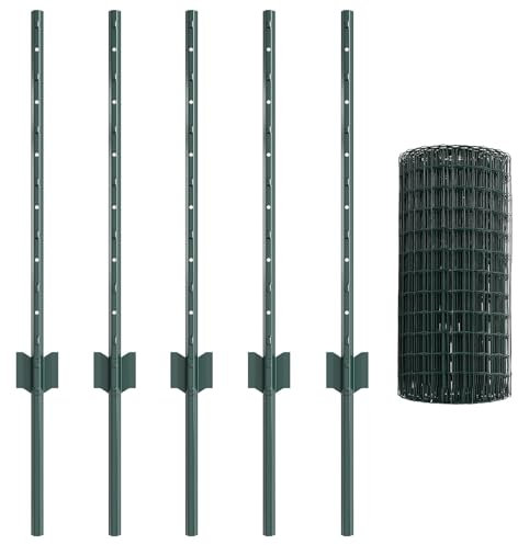 vidaXL Euro Staket med Stöd 10 x 0,6 m PVC-belagda stål Grön Mesh