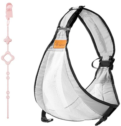 Portage Bébé - Portables Réglables Echarpe de Portage Bebe, Multifunktionale Léger et Respirant Carrier des Tout-Petits, Avec des Sangles de Jouet en Silicone Réglable (Gris)
