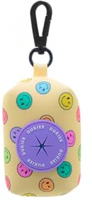 DUKIER - Dispensador de Bolsas para Excrementos Perro, Portabolsas de Tela, Accesorio Animales, con Mosquetón, Diseño Smiley