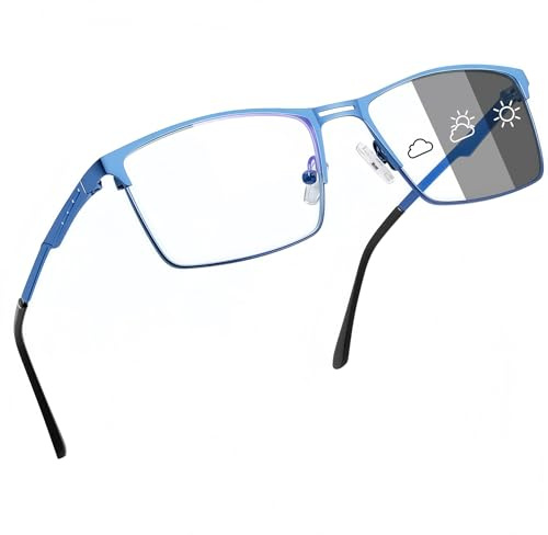 Joopin Occhiali Luce Blu da Uomo Donna Protezione UV Leggeri Lenti Trasparenti Classici Rettangolari Montatura Metallo Filtro Luce Blu per Gaming Computer Occhiali Fotocromatici Unisex (Blu)