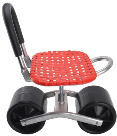Dioche Giardinaggio con Ruote Sedile da Lavoro da Giardino con Ruote - Sgabello da Giardinaggio Regolabile in Ferro con 2, Design Comodo e Salvaspazio, Perfetto per il Lavoro Sul Campo