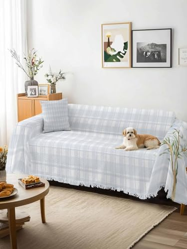 Spring Daisy Floral Sofa Cover Blanket Couch Covers for Armchair Cushion,Couch Sofa Silpcover with Tassel,Yellow Plaid Summer Botanical Living Room Bedroom Throw Towel Blanket Covers XX-L 71x150
