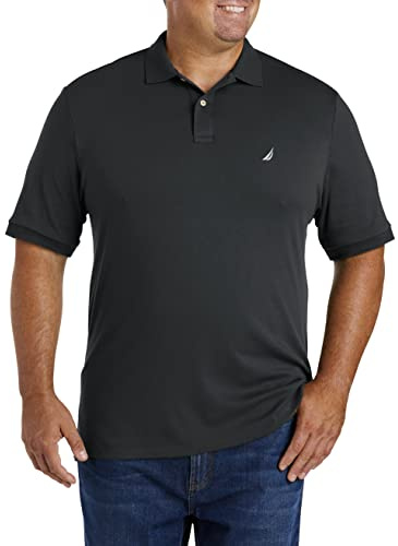 Nautica Men's Big-Tall Classic Fit Short Sleeve Solid Soft Cotton Polo Shirt Shirt, True Black, 2XLT Tall