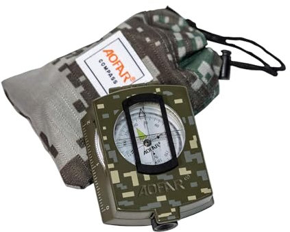 AOFAR AF-4580 Militärkompassobjektiv, fluoreszierend, wasserdicht, verwendet für Kartenfinder, verwendet für Camping, Wandern, Jagen
