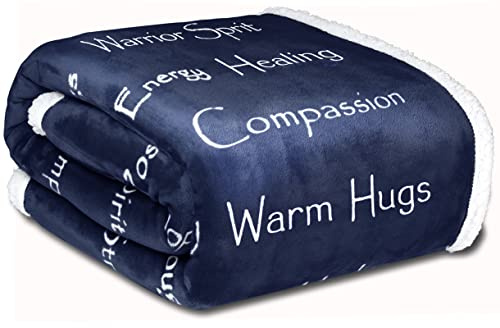 WOLF CREEK BLANKET - Compassion Blanket (Brand)- Strength Courage Super Soft Warm Hugs, Get Well Gift Blanket Plush Healing Thoughts Positive Energy Love & Hope (Blue, 50 x 65 Sherpa)