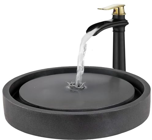 Eden Bath Round Infinity Pool Vessel Sink, Honed Black Lava Stone - Stylish Bathroom Sink