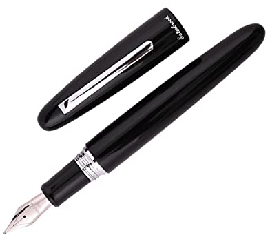 Esterbrook E116 Estie Ebony Oversized Füllfederhalter aus Acryl mit verchromten Beschlägen Federstärke Medium schwarz