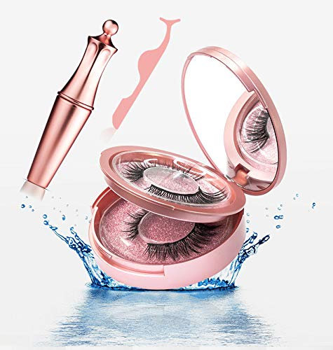 LEONMAR Magnetische Eyeliner mit Magnetische Wimpern Set, 3D Künstliche Magnetische Wimpern, 5 Magnete Wimpern Mit Wasserdichtem Langlebigem, Wiederverwendbare Falsche Magnetic Eyelashes (double)
