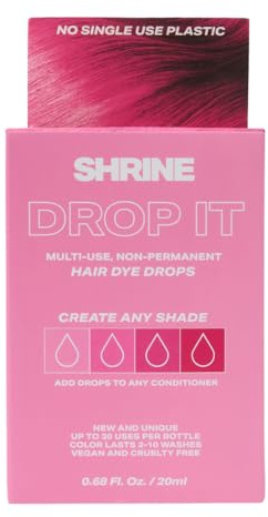 Shrine Drop It PINK Hair Dye Drops | Semi-Permanent Vegan Customisable Hair Colour | Mix with Conditioner | Cruelty-Free Temporary Hair Dye