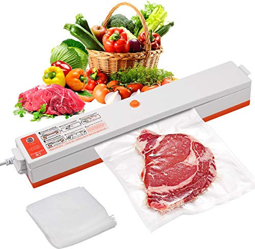 Vakuumierer Homgen Automatisch Vakuumiergerät Versiegeln mehrerer Vakuumbeutel auf einmal für Bleiben Lebensmittel Frisch mit 20 Stück Versiegelungsbeuteln