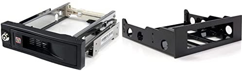 StarTech.com 5.25in Trayless Hot Swap Mobile Rack for 3.5in Hard Drive, Black & 3.5 to 5.25 Front Bay Adapter - Mount 3.5 HDD in 5.25 Bay - Hard Drive Mounting Bracket w/Mounting Screws