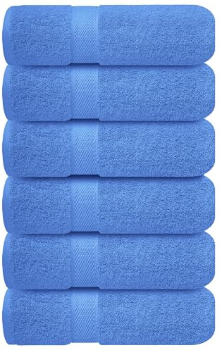Infinitee Xclusives Premium Hand Towels 6-Pack (40 x 72 cm) – 100% Cotton, Super Absorbent, Quick-Dry Towels for Bathroom, Hotel, Salon & Gym Use |Eloquent Blue|