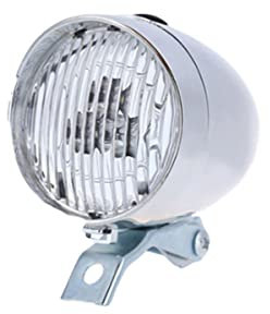 Phare avant de vélo vintage rétro vintage 3 LED lumière d'avertissement de sécurité veille-argenté