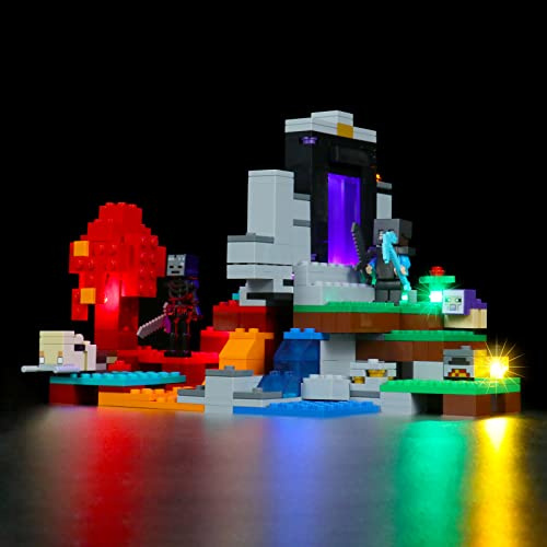 LocoLee Led Licht Set Kompatibel mit LEGO Das zerstörte Portal, Led Beleuchtungs Set Compatible with LEGO 21172 Minecraft Das zerstörte Portal - Nur Lichter-Set,Kein Modell