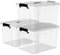 Cetomo 65L*3 Storage Boxes, Carry Plastic Storage Box with Lids, Organizing Container with Handle and Secure Latching Buckles, Stackable, Nestable, Tote Bin for Home Office Clothes, 65L-3Pack, Clear