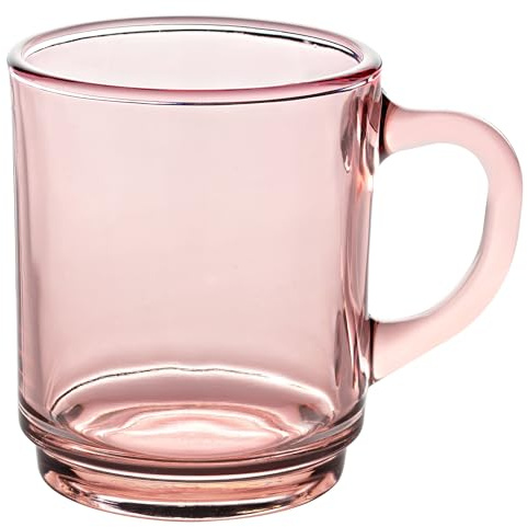 Duralex® - Lot de 6 Mugs en Verre Trempé Rose 26cl - Collection Versailles Ultra Résistants et Empilables – Fabrication Française