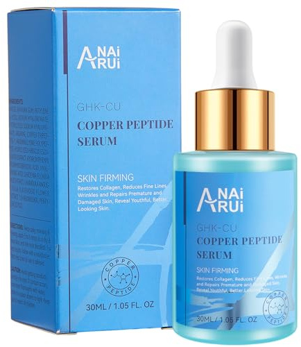 ANAiRUi Sérum de Peptides de Cuivre pour le Visage - Sérum Anti-Âge GHK-Cu - Réduit les Rides et les Ridules, Répare la Peau Prématurément Vieillie et Abîmée, 30 ml