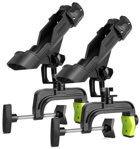 Fishing Rod Holders for Boat, Upgraded Fishing Pole Holders with Enlarge Clamp for Most Rod, Adjustable Fishing Rod Rack Fit Round/Square TubesïŒ2PackïŒ