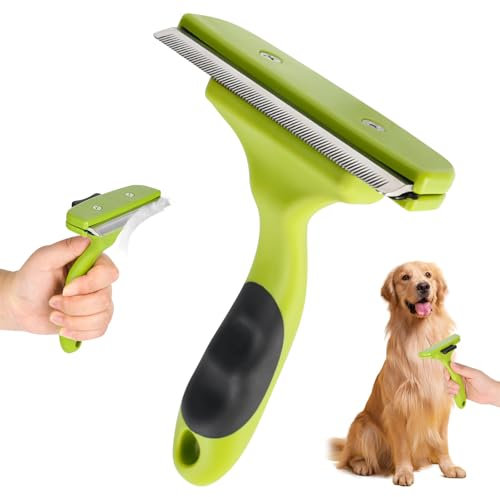 Trendecor Hundebürste Langhaar, Fellwunder Bürste Hund mit Selbstreinigungsknopf für Hunde Katzen Selbstreinigende Zupfbürste Massage Bürste Entfernt Unterwolle für Tierhaarpflege Haar