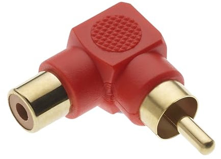 Keple RCA Adapter 90 Grad, Cinch Stecker auf Buchse (3er-Pack) Winkelstecker Phono Adapter, vergoldet für Stereo-Audio oder AV-Video (Rot)