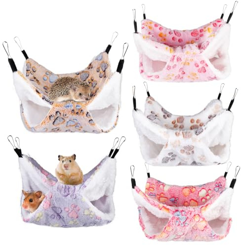 BORDEAG Lot De 5 Hamacs pour Petits Animaux, Hamac pour Cochon d'Inde, Hamster Hamac House, pour Petit Animal Tunnel À Suspendre, ochon d'Inde, Lapin, Furet, Rat