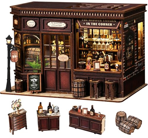 MAKEASY Book Nook Kit - Kit Casa in Miniatura Fai-da-Te per Adulti e Adolescenti, Puzzle 3D in Legno Inserto Decorativo per Libreria, Kit Modellino Tiny House Booknook, Regali Creativi per Famiglia e
