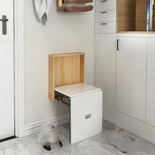 YYLMKMFC Taburete for Cambiar Zapatos Invisible montado en la Pared, Silla Plegable, Taburete for Colgar en la Pared, balcón, taburetes de Pared Ocultos, Asiento Plegable(E,Without armrest)