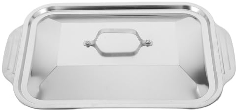 CATIEBYE Rôtissoire en Acier Inoxydable Couvercle, Plat Rectangulaire Profond 41X22X7,5 CM, Plaque Cuisson pour Four et Barbecue, Adaptée pour Poissons et Volailles
