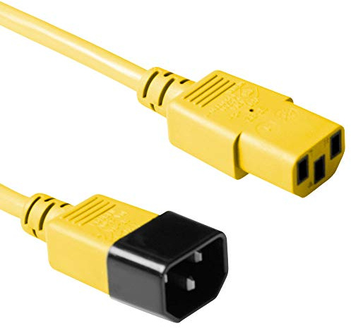 ACT Power Cable 0.6m, C13 to C14 Extension Cable for Cold Devices, IEC Male to Female 3 Pin Power Cable- AK5116 Yellow