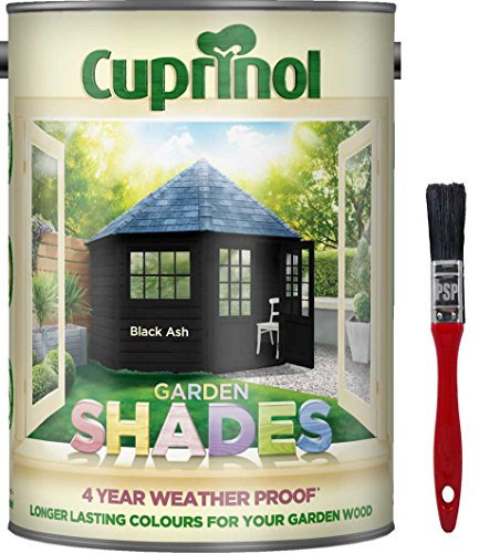 New 2018 Improved Formula Cuprinol Garden Shades Black Ash 5L. Now Offers 6 Year Garden Wood Weather Protection. Includes PSP Touch up Wood Care Brush.