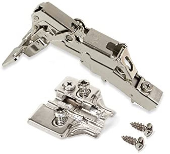 Emuca 1015207 Pack aus 2 Topfscharnieren Ø35mm 165° mit sanftem Verschluss für sich überlappende Türen und Euro-Zusätze zum Festschrauben mit Verbindergehäuse