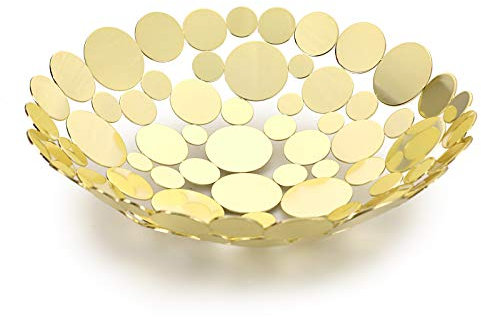 SUMNACON Panier à Fruits de Comptoir en Métal - Bol de Rangement de Cuisine et Salle à Manger - Présentation et Support de Rangement pour Pain et Légumes - Doré