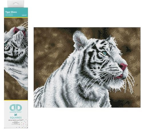 DIAMOND DOTZ DQ8.007 - Original 5D Diamond Painting Squares Set Weißer Tiger, Kreativset mit 17.595 quadratische Diamant Mosaiksteinen, Malset ca. 31 x 41 cm für Erwachsene und Kinder ab 8 Jahren